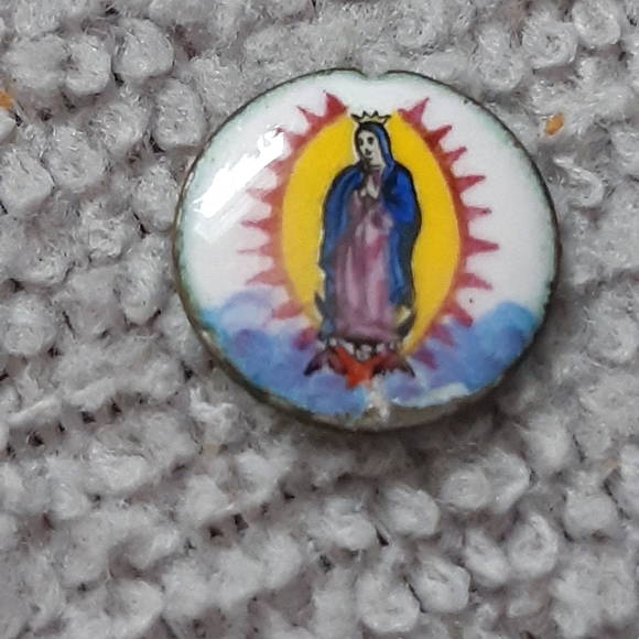 Vintage Enamel Religious Charm - Picture 1 of 2